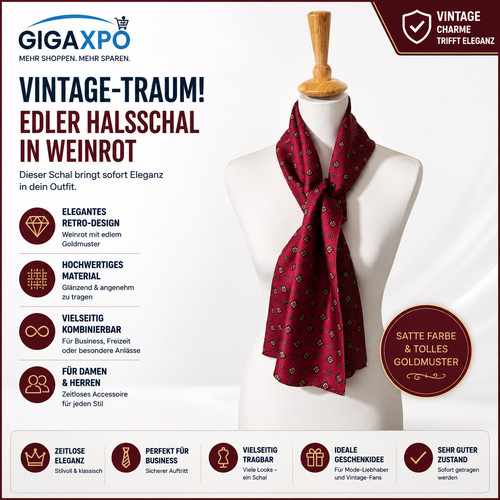 Vintage halsschal weinrot gold - vintage,
