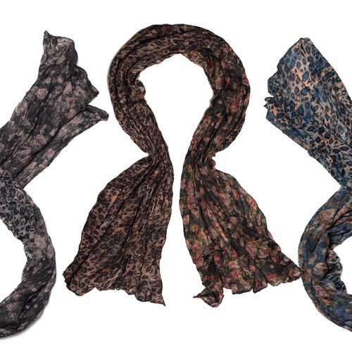 Damen schal mit leopard blumen - schal,