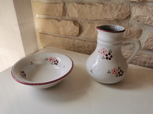 Steingutvase mit schale - mit, aus